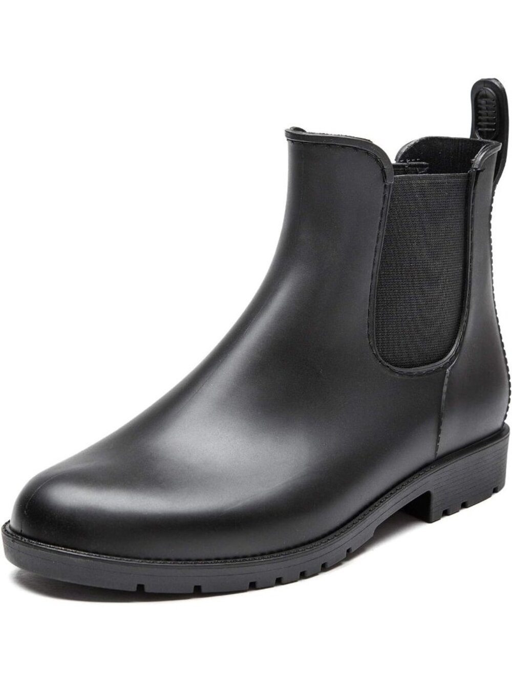 Women's Dark Black Warm Chelsea Ankle Winter Waterproof Chevonne Rain Boots